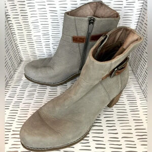 Dansko Hartley Bootie Gray Nubuck Leather Side Zip Boot EU 39 US 8.5‎